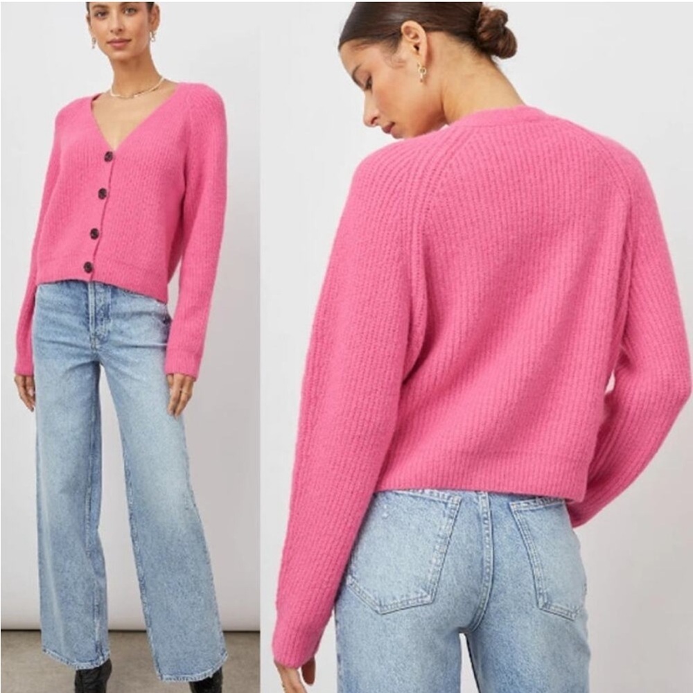 RAILS | pink knit crop button front cardigan